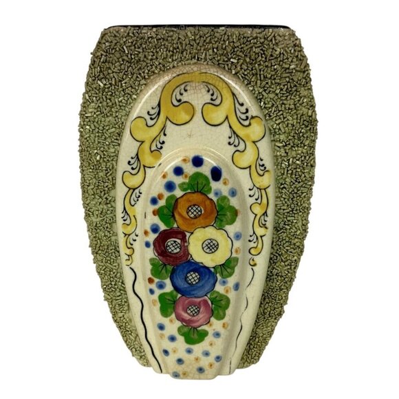 Vintage Revelation Japan Floral Textured Ceramic Vase 8 inch Tall - Picture 1 of 7